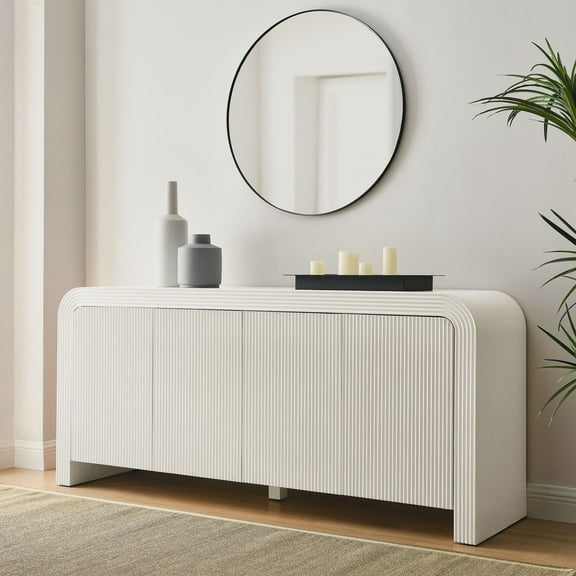 Waterflute Sideboard Cabinet in White Matte