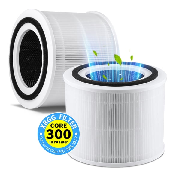 XBGG 2 pack Core 300 Replacement Filter for Levoit Core 300 / 300S / 300-P Air Purifiers, Compatible with Part #Core 300-RF