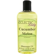 Cucumber Melon Massage Oil by Eclectic Lady, 4 oz, Sweet Almond Oil and Jojoba Oil