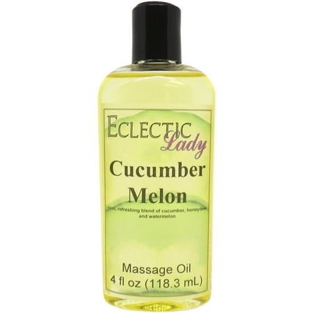 Cucumber Melon Massage Oil by Eclectic Lady, 4 oz, Sweet Almond Oil and Jojoba Oil
