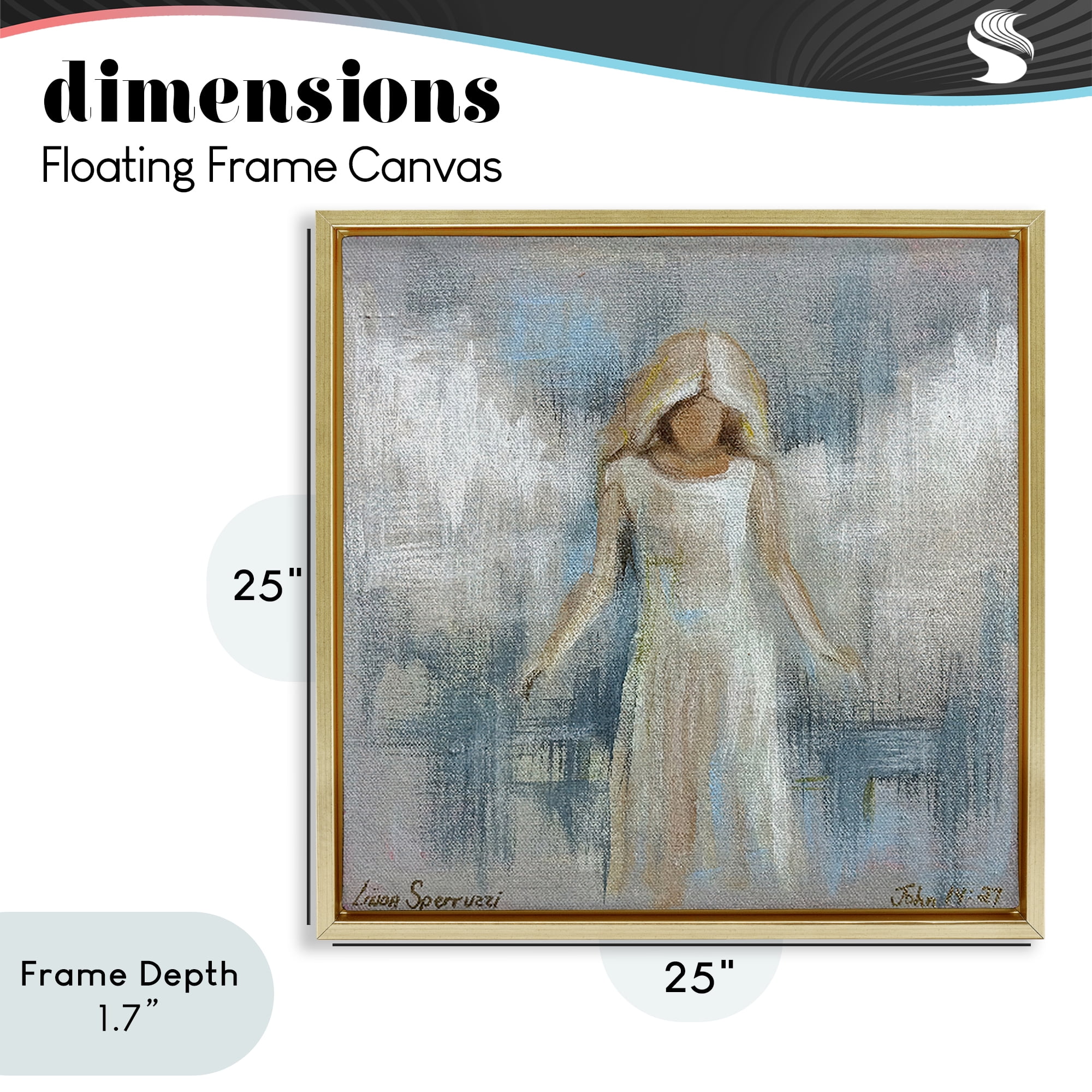 Stupell Industries Ethereal Peace Angel Gold Framed Floater Canvas Wall Art, design by Linda Sperruzzi