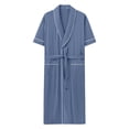 thumbnail image 2 of Men's Robe Belted Short Sleeve Bathrobe Lighteright Summer Soft Robe for Spa Sleep Bath Wear Blue L, 2 of 9