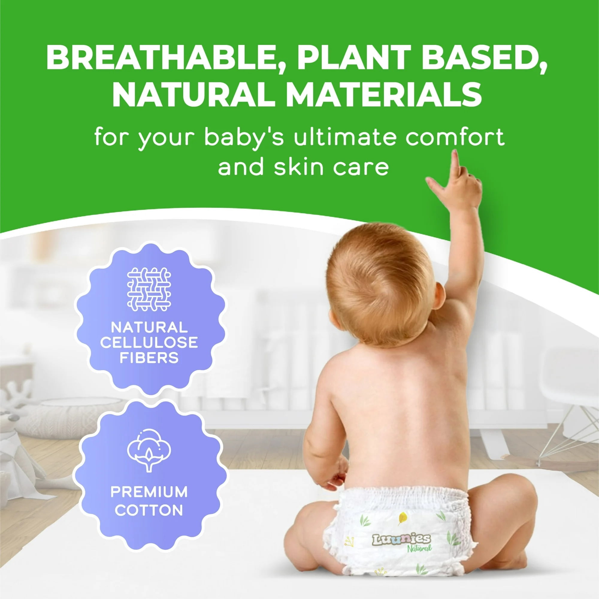 Lunnies Natural Ultra Absorbent Premium Diapers - Size 5 - 240 Count