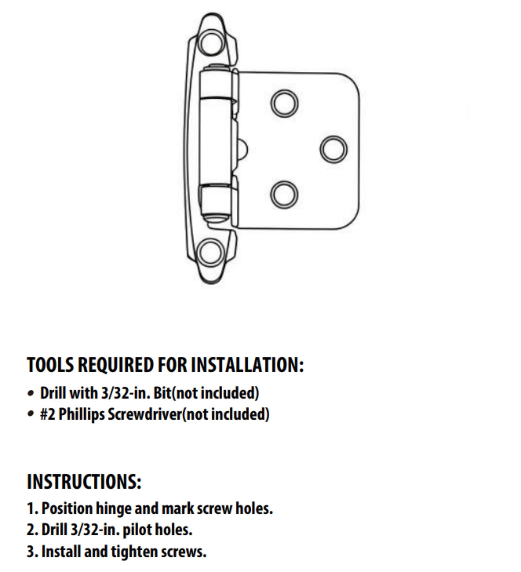 Hyper Tough Cabinet Hinge, Satin Nickel, 10 Pack