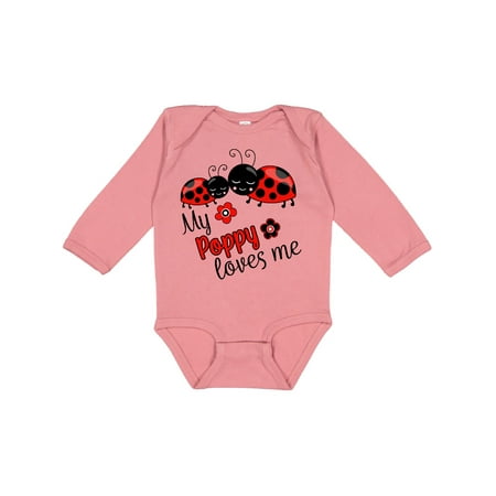 

Inktastic My Poppy Loves Me with Cute Ladybugs Gift Baby Boy or Baby Girl Long Sleeve Bodysuit