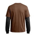 thumbnail image 6 of Men's T-Shirt Fake Two-Piece Layered Look Contrast Sleeve Casual Long Sleeve Pullover Fall Solid Color Top, 6 of 6