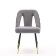 thumbnail image 6 of Dining Chairs Set of 2, Velvet Accent Chair, Modern Living Room Chair with Nail Heads and Gold Tipped Black Metal Legs, Upholstered Armless Side Chair for Dining Room Bedroom Kitchen,  Gray, 6 of 9