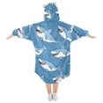 thumbnail image 2 of joogoo Wearable Blanket Hoodie for Kids Cute Sharks Cartoon Flannel Oversized Sweatshirt 3-14 Years S, 2 of 7
