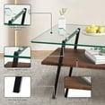 thumbnail image 5 of Rectangle Coffee Table, Modern Double Layer Center Table with Tempered Glass Tabletop and Black Metal Legs, Tea Table for Living Room Home Office, Transparent Glass, 5 of 10