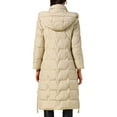 thumbnail image 3 of INSPIRE CHIC Women's Winter Long Puffer Coat Hooded Zip Up Down Jackets Outerwear XS Khaki, 3 of 6