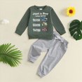 thumbnail image 2 of Xudanell Baby Toddler Boys Fall Clothing Set 2t 3t 4t 5t Letter just a boy who loves trucks excavator tractors Print Long Sleeve Round Neck Tops Drawstring Pocket Long Pants 2-Piece Outfits, 2 of 4
