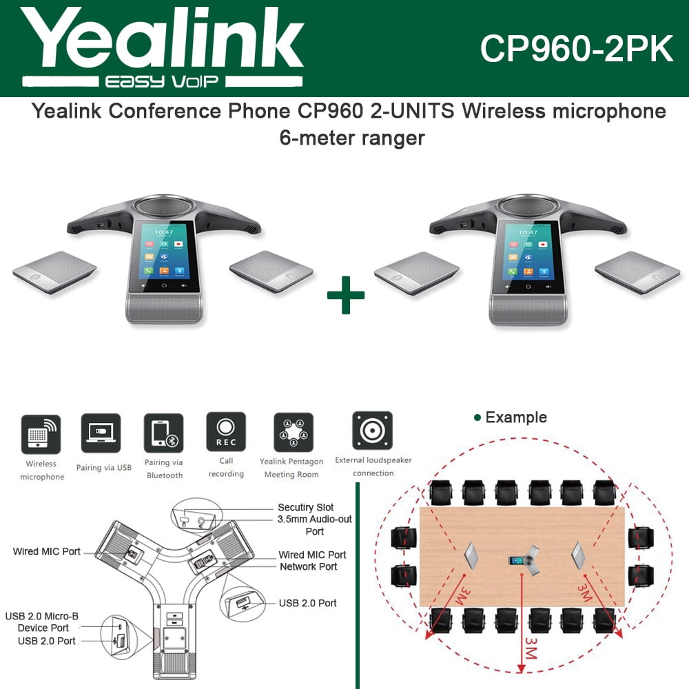 Yealink CP960 2-UNITS Conference Phone Wireless microphone Pairing via