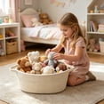 thumbnail image 5 of 1-4PC Small Beige Basket with Handles Woven Rope Storage Basket for Gifts Empty Decorative Toy Basket Bin for Bathroom Closet Shelf Organizer 12x8x5 Inch, 5 of 7