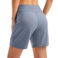 thumbnail image 7 of vigerkar High-Waisted Athletic Shorts for Women - 6" Inseam with Pockets, Soft Fabric for Running, Walking & Yoga (Dark Blue, L), 7 of 7