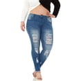 thumbnail image 1 of V.I.P.JEANS Femmes Ourlet Effiloché Ajusté Usé Déchiré Juniors Plus, 1 of 7