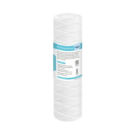 

Membrane Solutions String Wound Whole House Water Filter Replacement Cartridge Universal Filter Reduces Sediment Dirt Rust and Particles 10 Micron 1 Pack