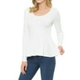 thumbnail image 3 of SSOULM Women's Long Sleeve Stetchy Knit Ruffle Hem Peplum Blouse Top with Plus Size, 3 of 5