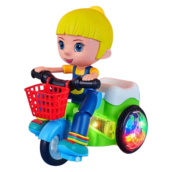 ZMKIAG Stunt Tricycle Bump Toy for Kids, Baby Toddler Electric Tricycle Toy Cartoon Motorcycle Vehicle Stunt Performance, Music, Luminous Lights, Kids Birthday Gifts