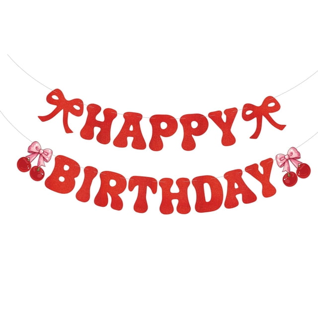 Banner de cumpleaños Rijcy con temática de cerezas y frutas para fiesta
