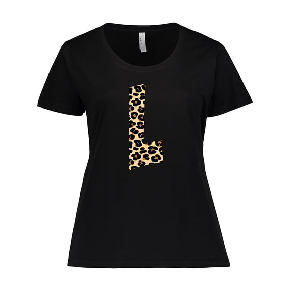 Inktastic Leopard Print Letter L Women's Plus Size T-Shirt