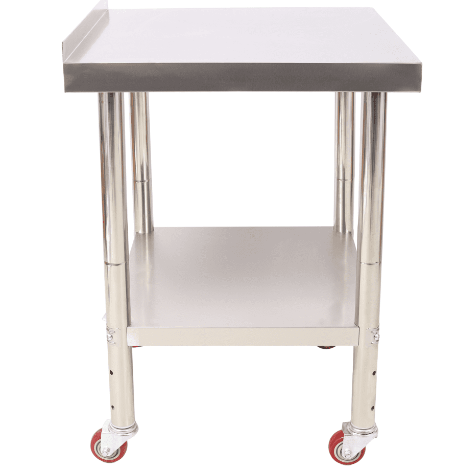 Stainless-Steel Heavy-Duty Prep Table, 440lbs w/Backsplash Undershelf & Casters