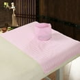 thumbnail image 4 of Seitruly Toalla de masaje de salón profesional con agujero, almohada de cama a rayas, toallas corporales de algodón, accesorio cómodo transpirable para masajeadores Blanco Seitruly CE014781-01B, 4 of 6