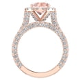 thumbnail image 3 of Morganite Wedding Ring Set 14K Rose Gold Halo Rings for Women 8.00 MM 5.90 Carat ( G , SI ), 3 of 5