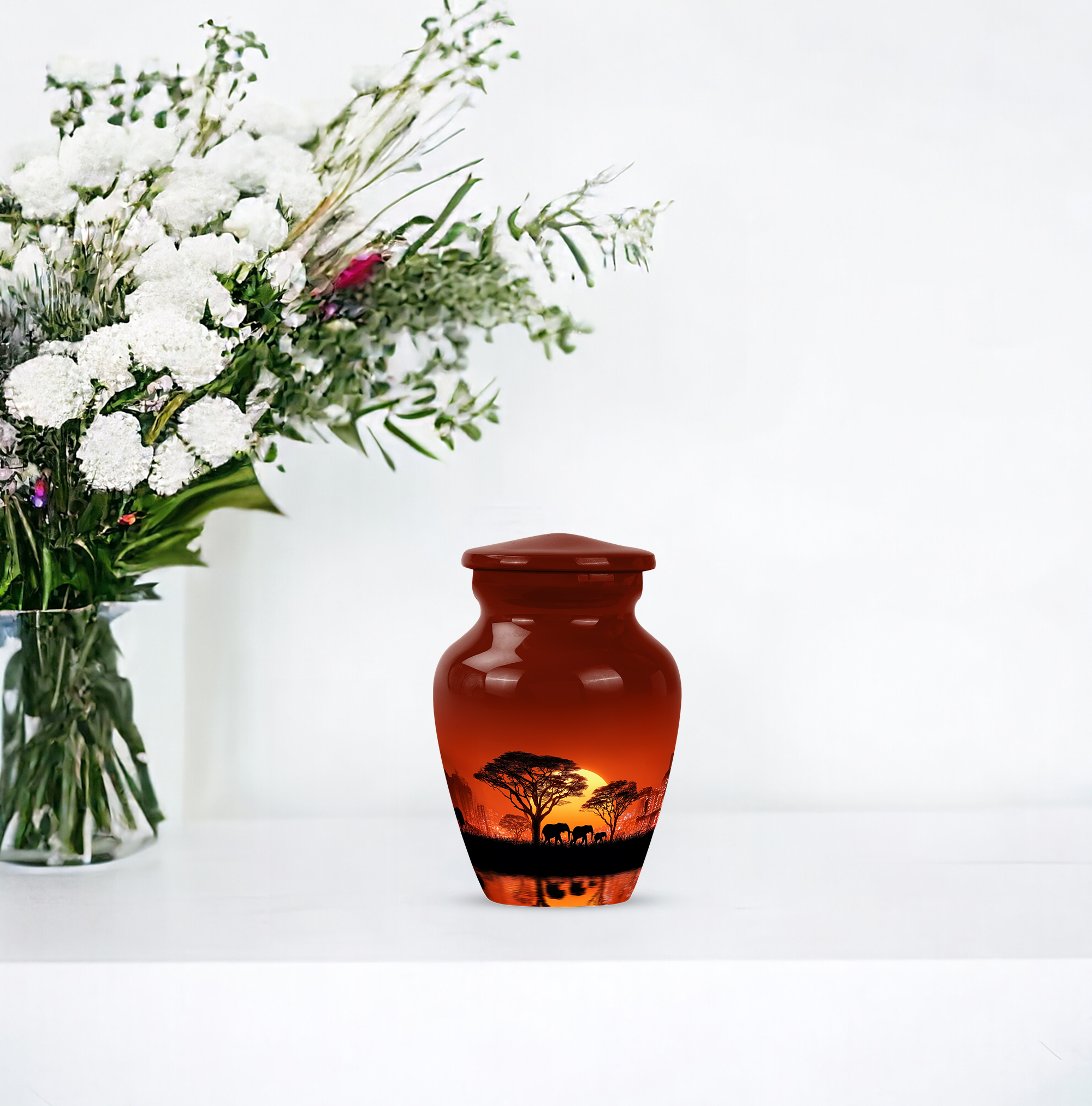 Elephant Decorative Urns For Male & Female Ashes, Funeral Urn For Human Ashes Men & Women, Small Keepsake Cremation Urns For Adult Men (Size-3 Inch 4 Pcs)
