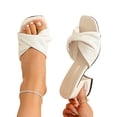 thumbnail image 4 of Women’s Plus Size Open Toe High Heel Slippers, Casual Faux Leather Mules, Comfortable Block Heel, Cushioned Insole, Versatile Indoor Outdoor Shoes for Everyday Wear and Special Occasions White, 4 of 9
