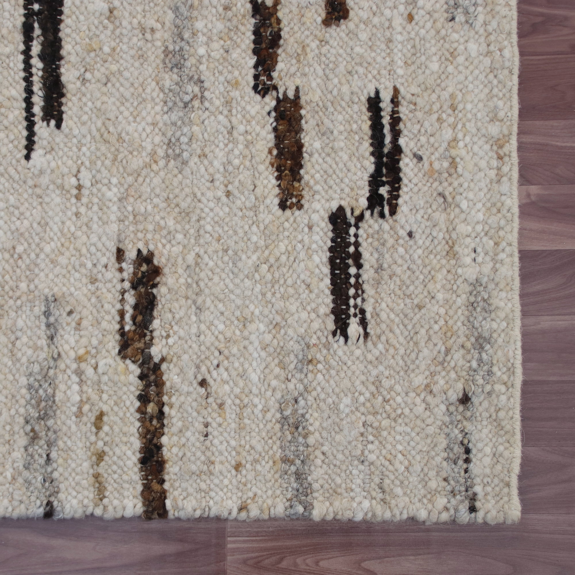 Ox Bay Kenzington Black Abstract Hand-Woven Wool Blend Area Rug, 7'9" x 9'9"