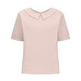 thumbnail image 6 of SDNall Plus Size Cotton and Linen Blouse for Women Solid Summer Cotton Linen Loose Lapel Doll Neck Cute Shirt Top (Sizes:S-3XL), 6 of 9