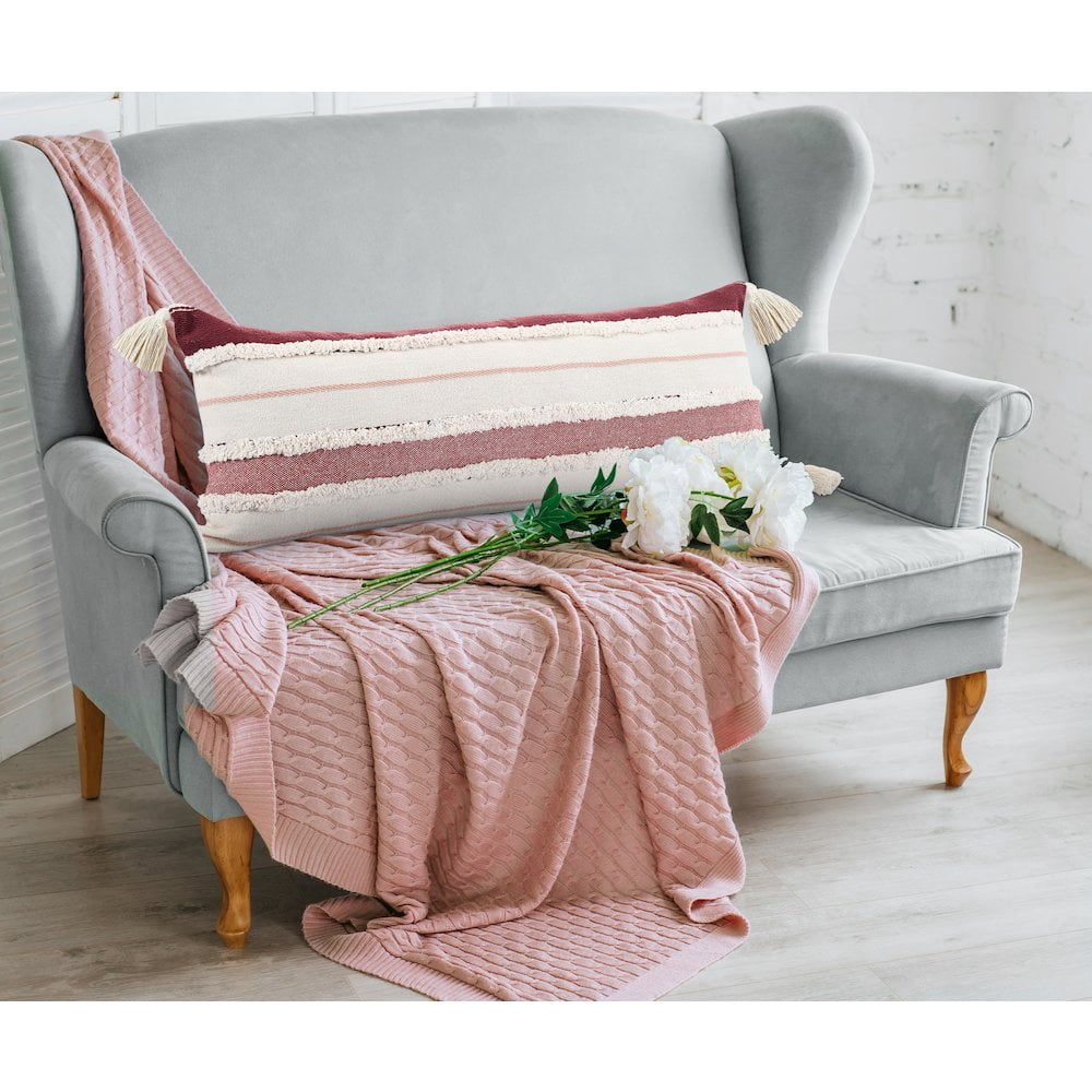 LR Home Garnet Quarry Striped Lumbar Throw Pillow