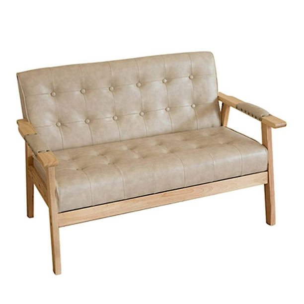 Sofá de Varias Plazas Retro Cómodo Simple Ergonómico Muebles para Asientos de Dormitorio, Muebles de Sofá de Fácil Mantenimiento 2 plazas color beige