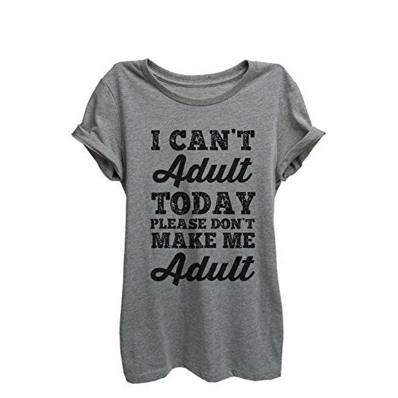 Please Don't Make Me Adult Relaxed T-Shirt Tee - Women - Deep Heather Grey - XX-Large