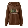 thumbnail image 3 of Merry Christmas Hoodies for Women 2025 Long Sleeve Holiday Xmas Graphic Hooded Sweatshirt Pullover Tops, 3 of 5