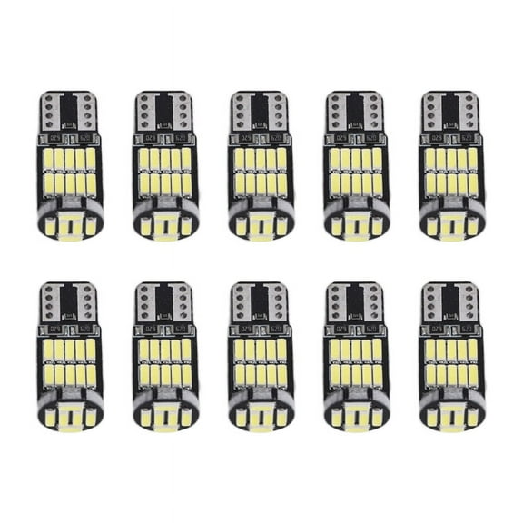 10Pcs W5W T10 LED Bulbs 4014 26SMD Car Interior Dome Roof Lamp License Plate Signal Lamp Tail Box Bulbs 12V White Light