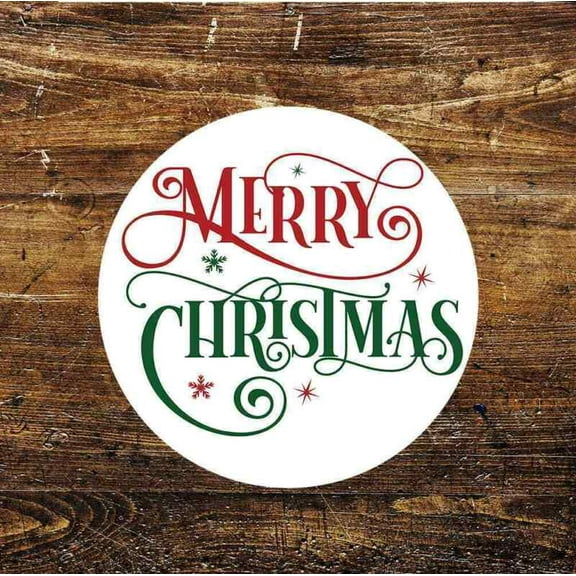 Aluminum sign - Merry Christmas Circle Metal Sign Size: 8" Diameter