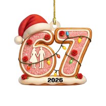 WEGFTDUOP 1Pc 2D Flat Acrylic Digital 67 Pendant, Classic Number 67 Element Hanging Ornament, For Indoor Wall Tree Doorway Decor, Reusable Festive Commemorative Decor