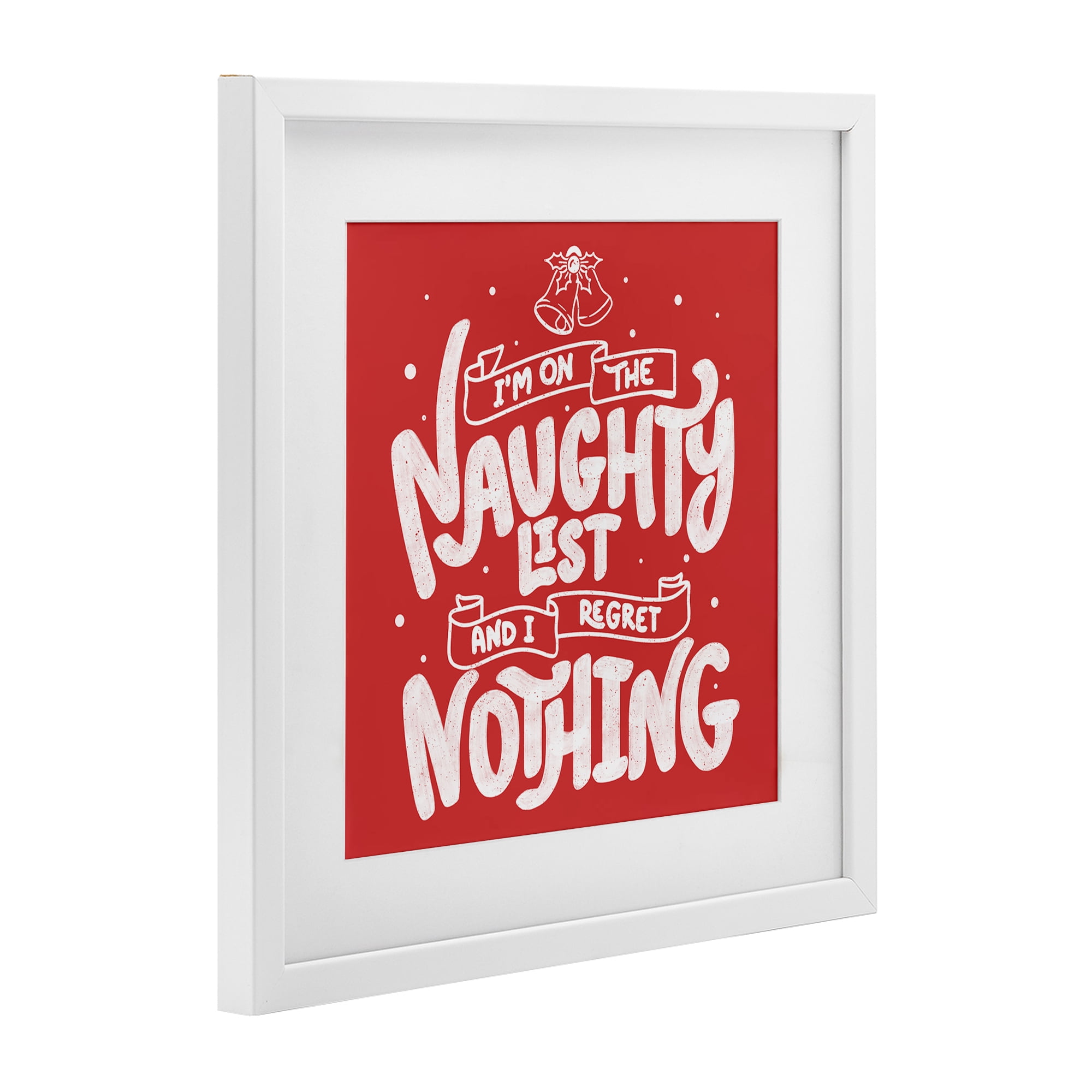 Stupell Industries Naughty List Regret Nothing White Framed Print Under Glass, design by Tobe Fonseca