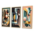 thumbnail image 3 of Designart "Geometric Nostalgia Retro Elementary Style I" Modern Geometric Framed Wall Art Set Of 3 - Blue Abstract Geometric Frame Gallery Set For Office Decor, 3 of 6
