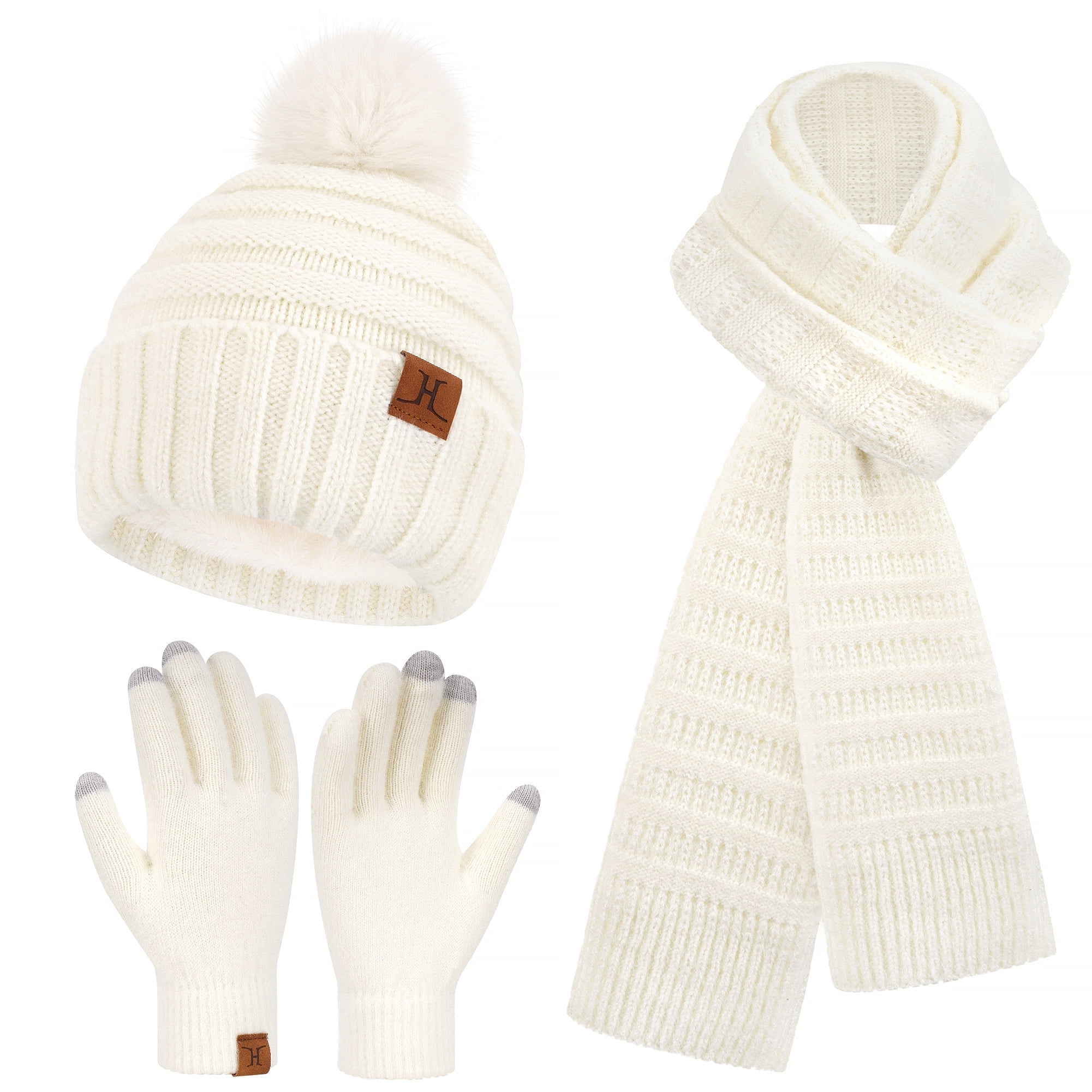 Juicy Couture Womens Cable Knit Hat, Gloves & Scarf 3-Piece 