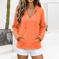 thumbnail image 5 of V Neck Pullover Hoodie Womens Fall V Lightweight Soft Long Sleeve Drawstring Sweatshirt with Pocket 2026 Daily Tops Orange L, 5 of 9