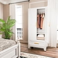thumbnail image 2 of Wardrobe Closet with 2Doors, 71" Farmhouse  Armoire Wardrobe Closet with Hanging Rod, Adjustable Shelves, White Steel Armoire with Drawer for Home, Bedroom, 2 of 8
