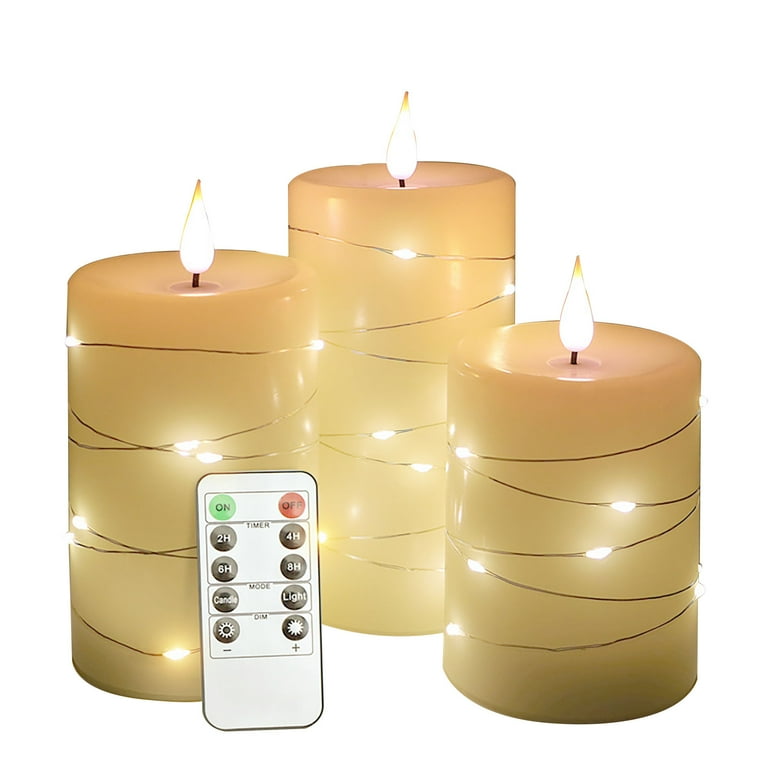 Ochine 3PCS Artificial Flower Flickering Flameless Candles with Remote  Control and Timer, 7 Color Flower Candle Battery Operated Electric Pillar