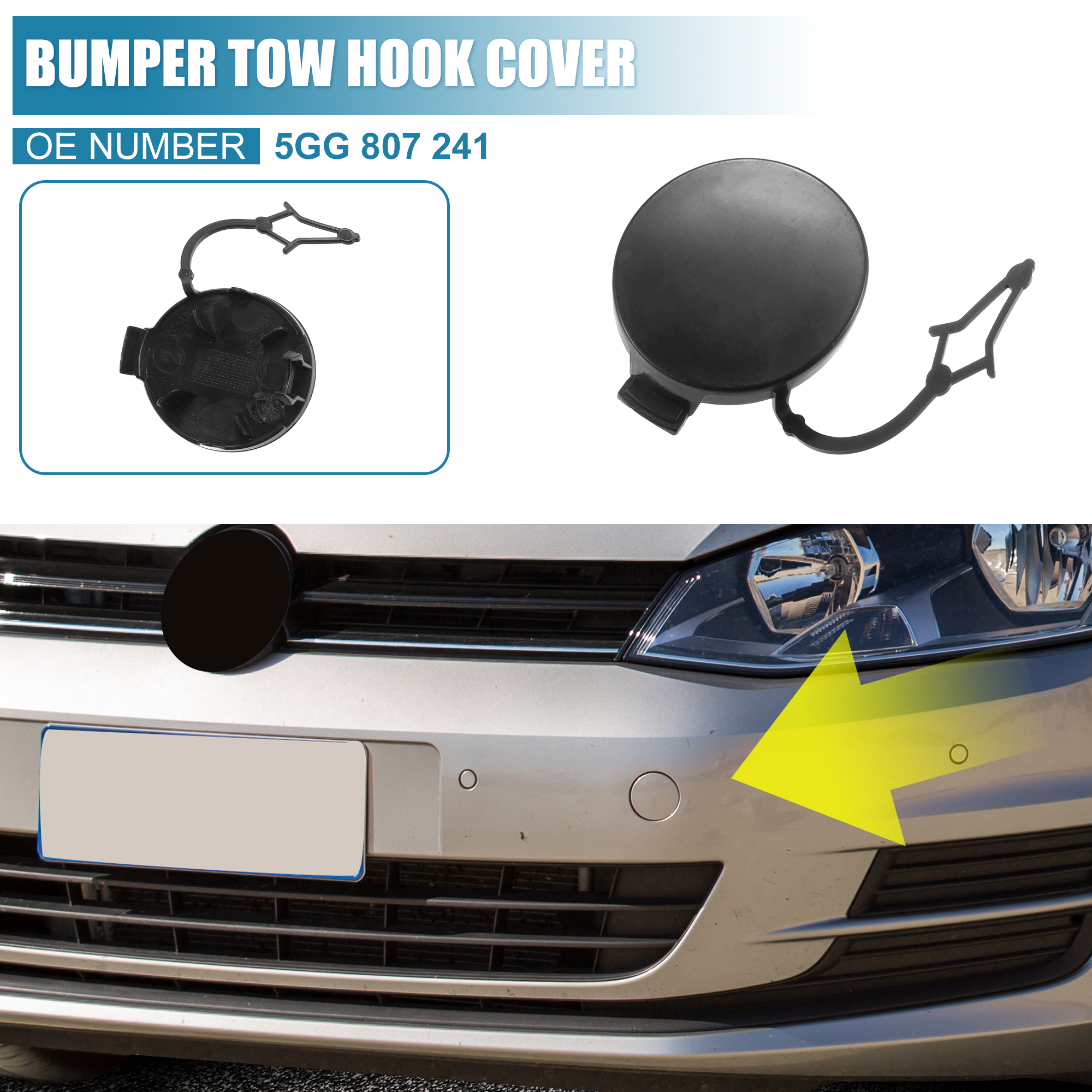 Unique Bargains Front Bumper Tow Hook Cover for VW GOLF VII MK7 2013-2017 Models