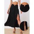 thumbnail image 2 of DARING DIVA Women High Waist Split Side Summer Maxi Beach Skirt M Black, 2 of 6