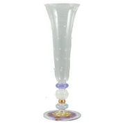 Set of 2 Mosaic Garland Hand Painted Champagne Flutes with Embossed Dots 10" by Crafted Creations