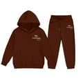 thumbnail image 4 of AHTJRT 2 Piece Tracksuit for Kids Hoodie Pullover Joggers Sweatpants Outfits Set 2 Pieces Letter Print Fashion Athletic Unisex Sweatsuits Coffee 2-3 Years, 4 of 4