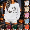thumbnail image 5 of WEIWEN Dog Mama Sweatshirt for Women Funny Skeleton Chasing Dachshund Print Crewneck Long Sleeve Halloween Outfits for Women Going Out Tops Fall Sweaters Women's Clothing XXL, 5 of 5