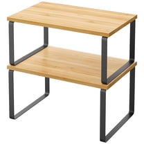 Behome Cabinet Organizer Shelf set of 2, Stackable Expandable Counter Shelf Rack, Kitchen Counter Rack Shelves Riser for Plate Dish, Cup Mug, Spice